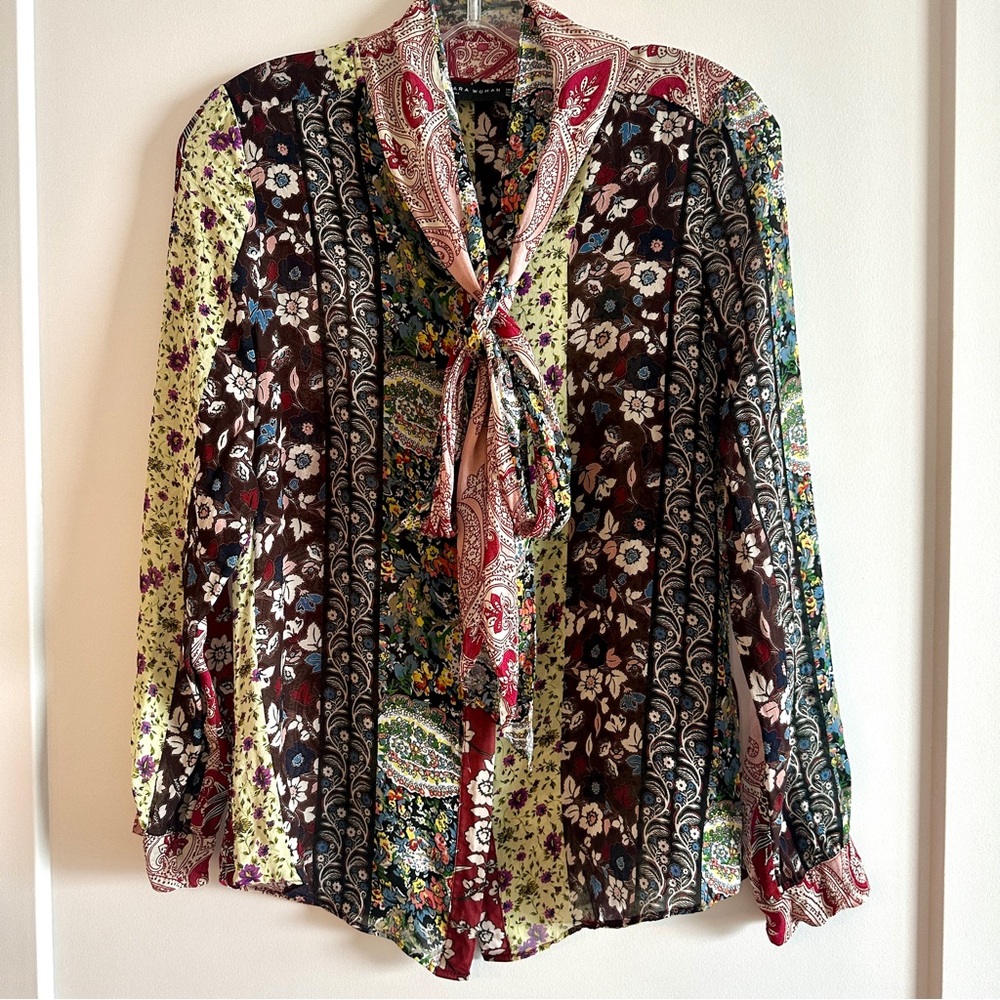 ZARA Woman Floral Patchwork Blouse